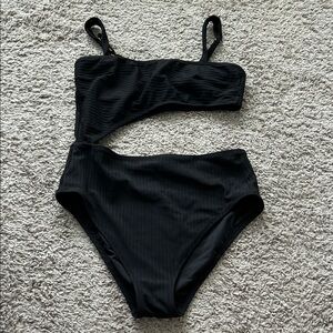 Shade & Shore Black Cut Out One Piece Swimsuit